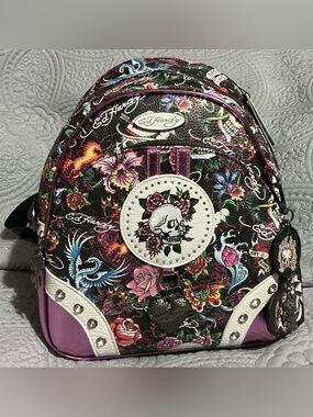 Ed Hardy Black Backpack with Vibrant Multicolor Design Ed Hardy Backpack Black Tiger Fit Most Laptops Adjustable  main image 4